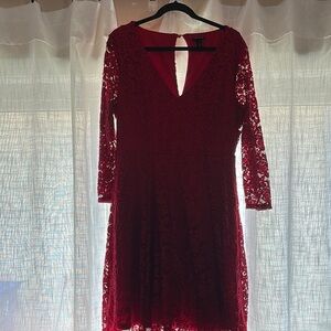 Torrid Red Lace Long Sleeve Dress